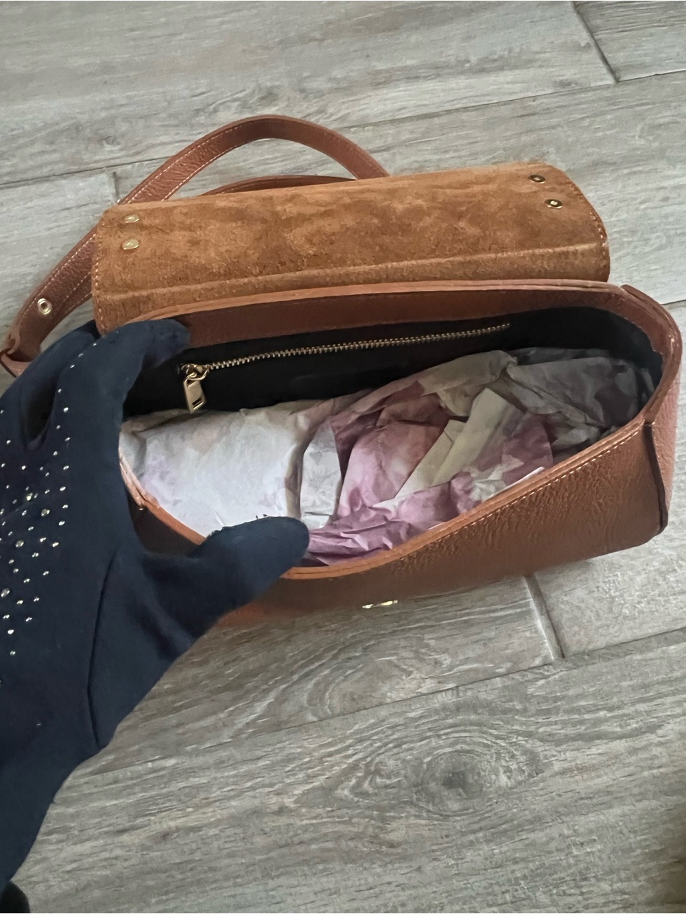 Lilium Firenze Genuine Leather Brown Suede Shoulder bag - Picture 12 of 17